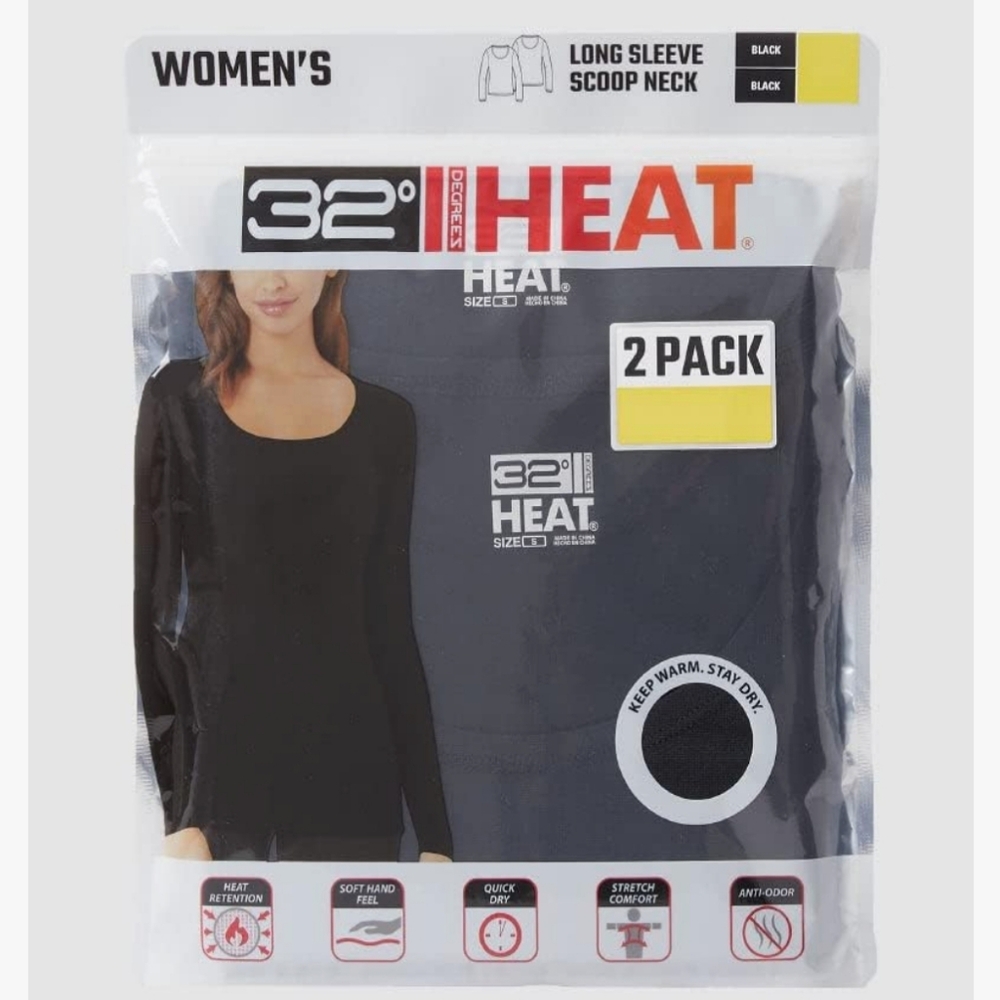 Women's 2-Pack Ultra Lightweight Thermal Long-Sleeve Baselayer Shirt| Scoop Neck - Picture 2 of 7